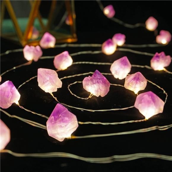 Decorative Lights Plus Amethyst LED String Lights Battery Operated with Remote - Picture 3 of 6